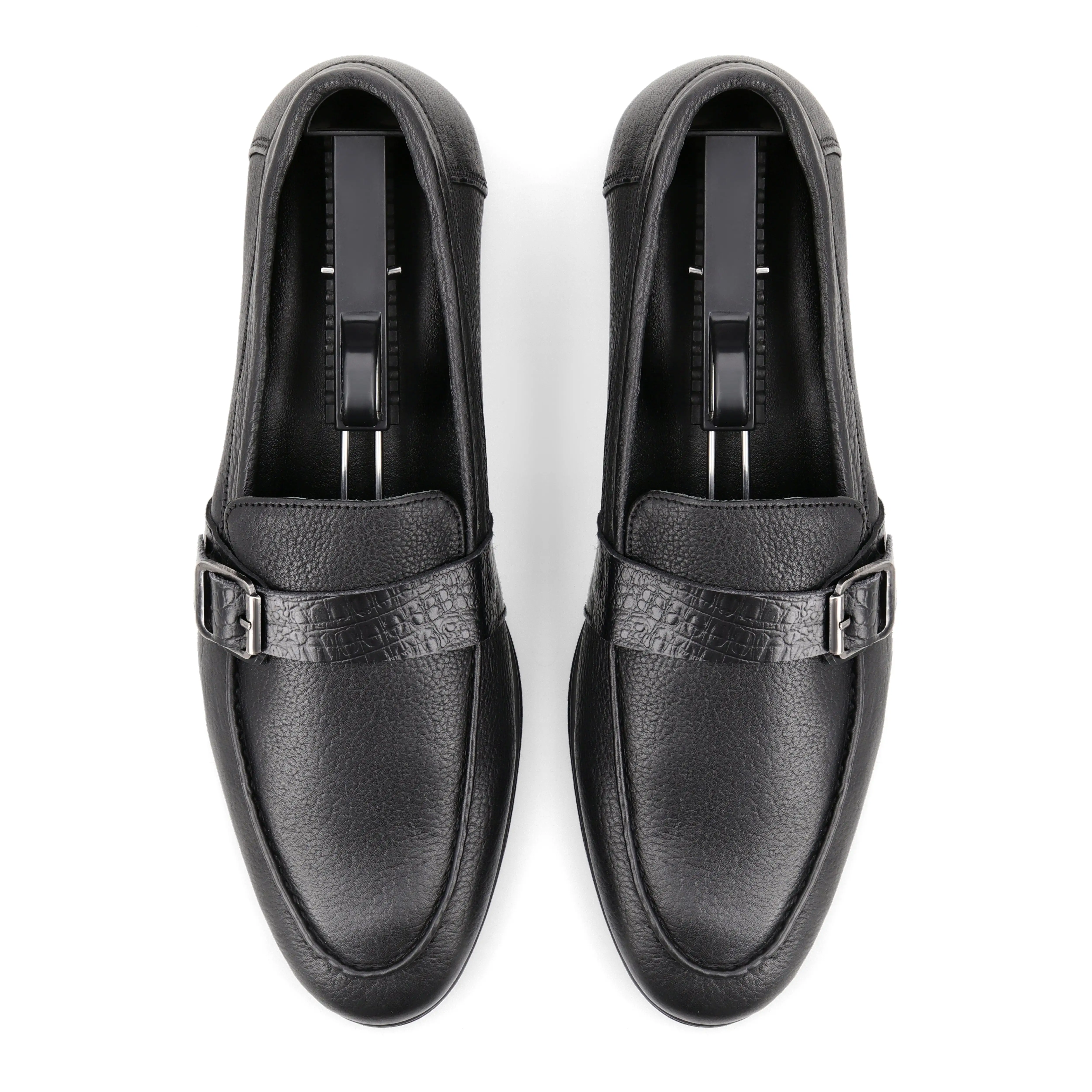 Crocodile Strapped Loafers - Black