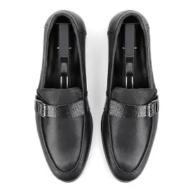 Crocodile Strapped Loafers - Black