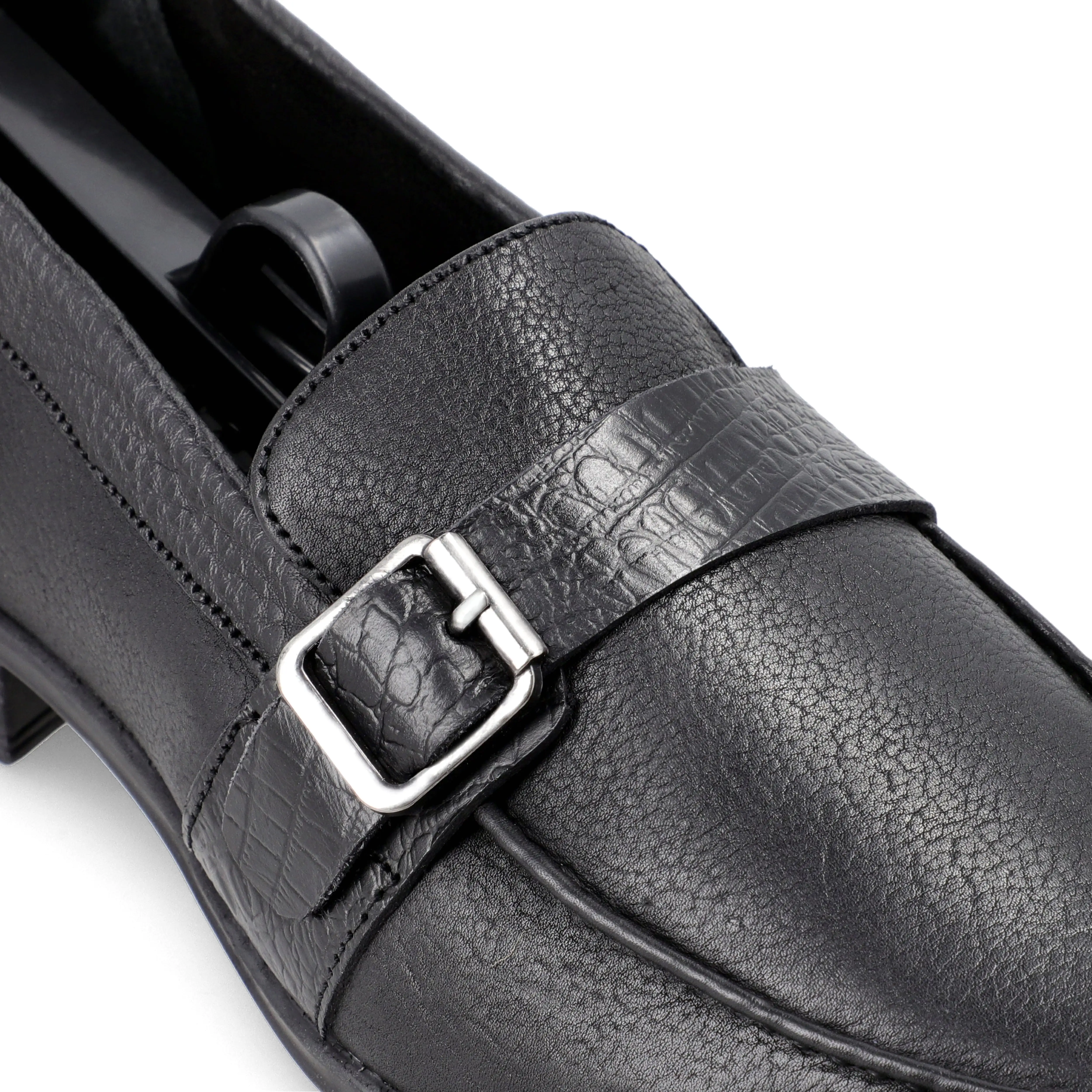 Crocodile Strapped Loafers - Black