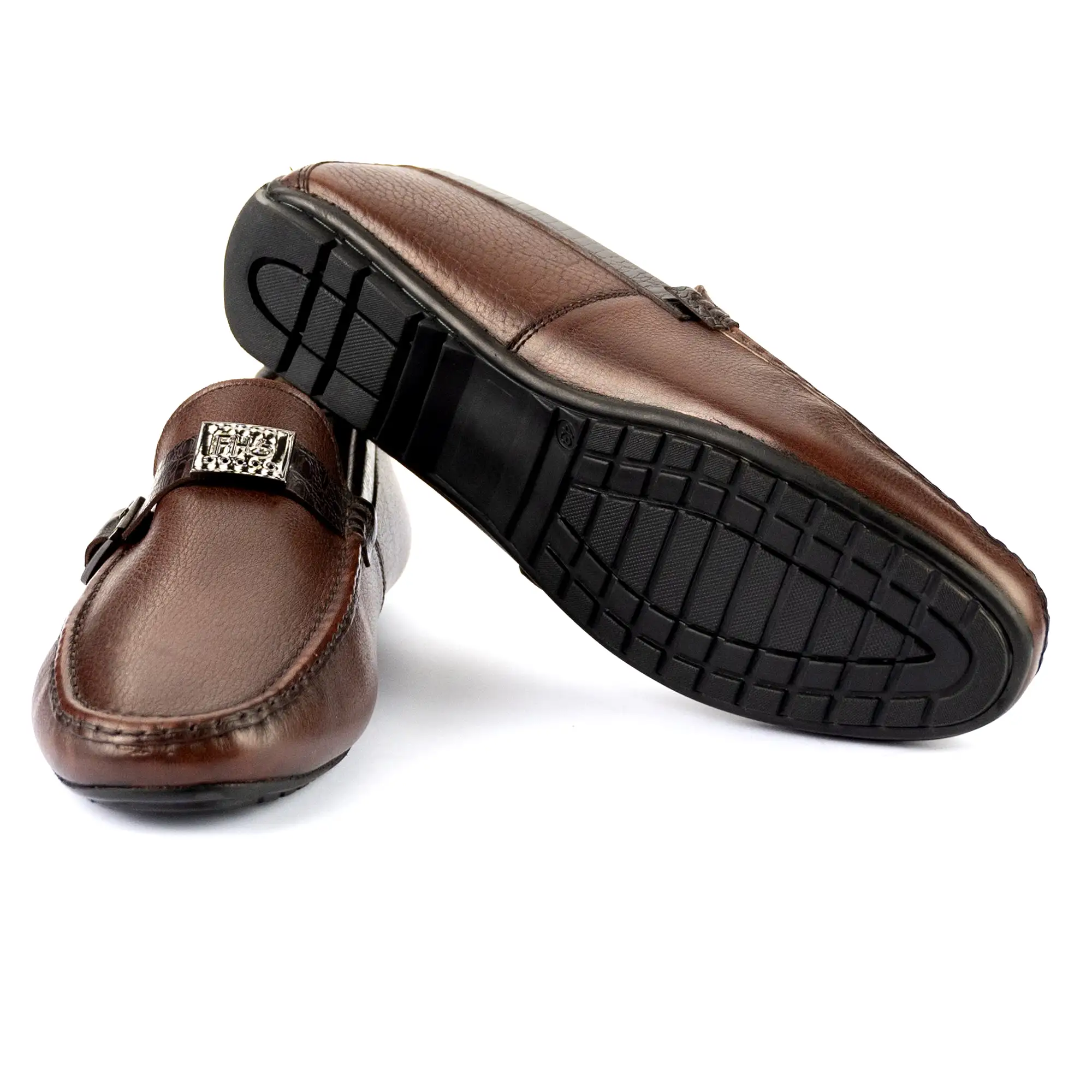 Crocodile Strapped Moccasins-Brown