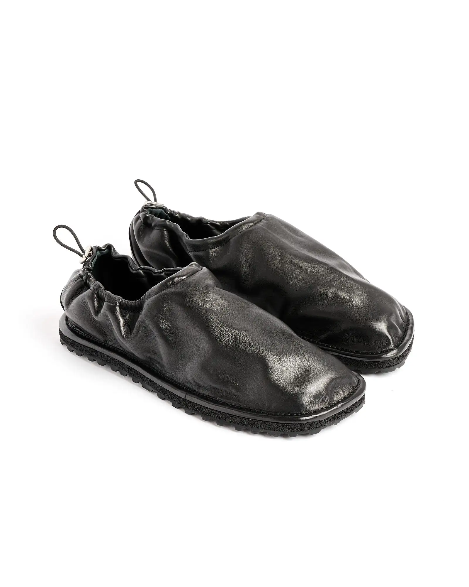 Drawstring Slippers in Black