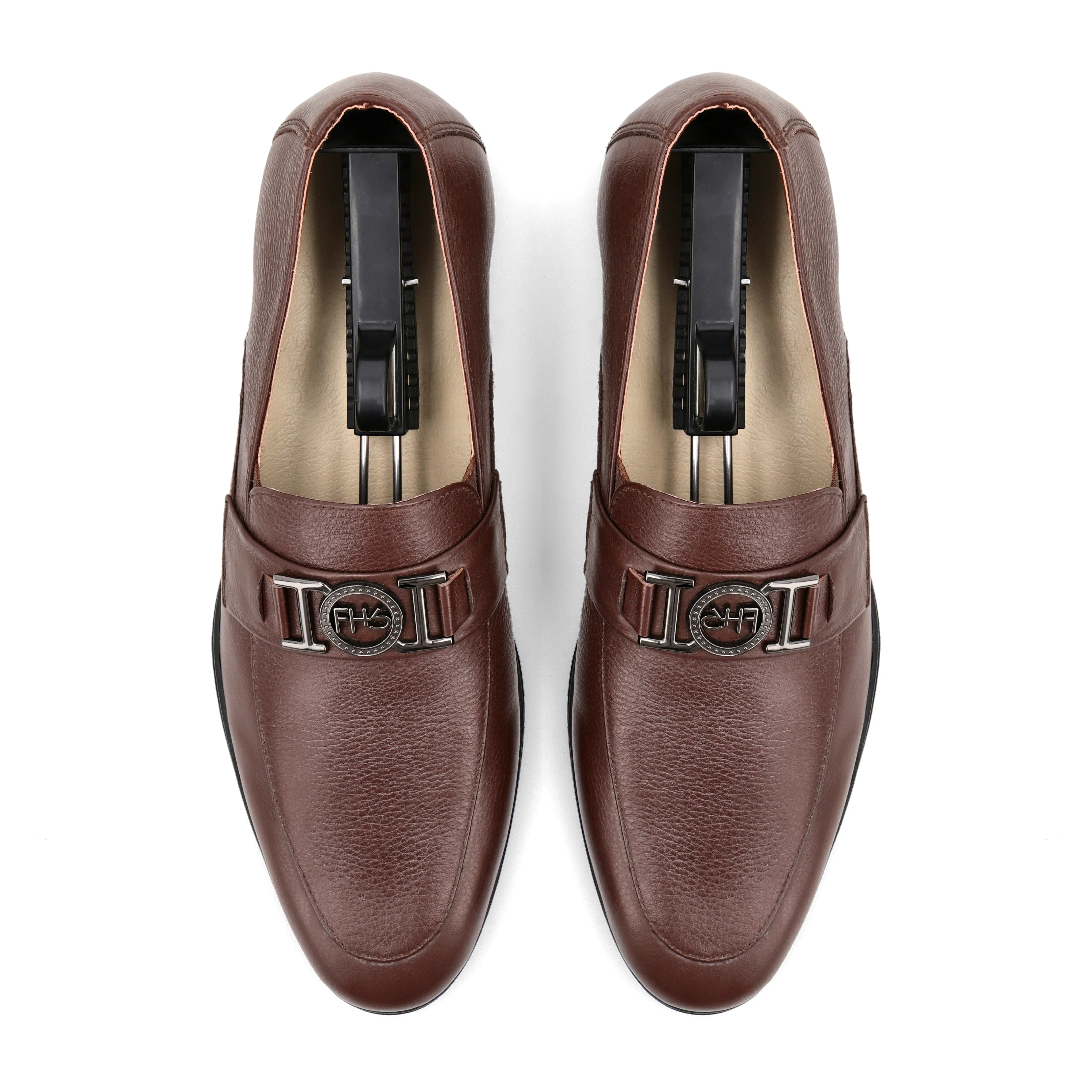 FHS Gun Metal Buckled Loafers - Brown