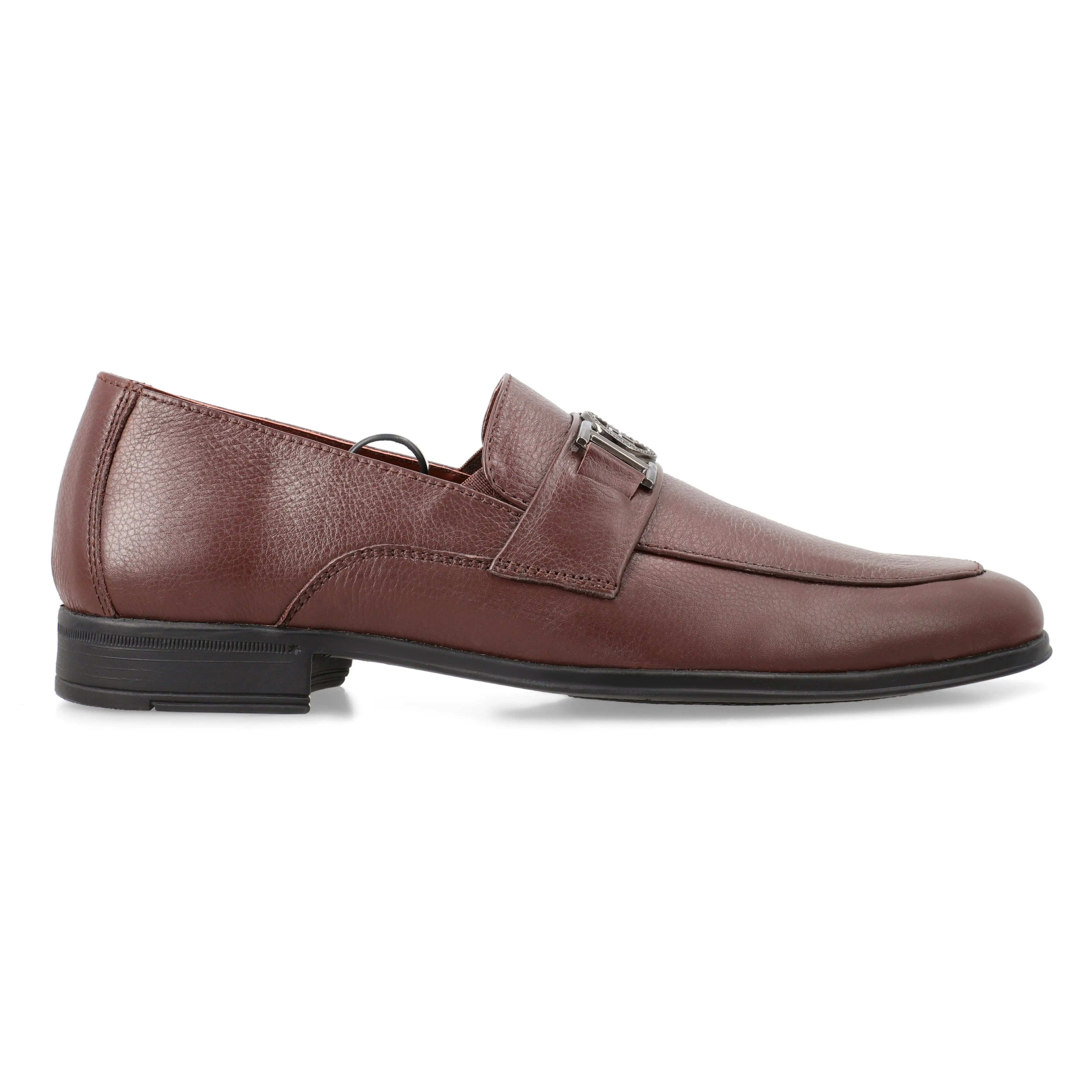 FHS Gun Metal Buckled Loafers - Brown