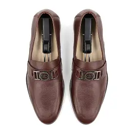 FHS Gun Metal Buckled Loafers - Brown