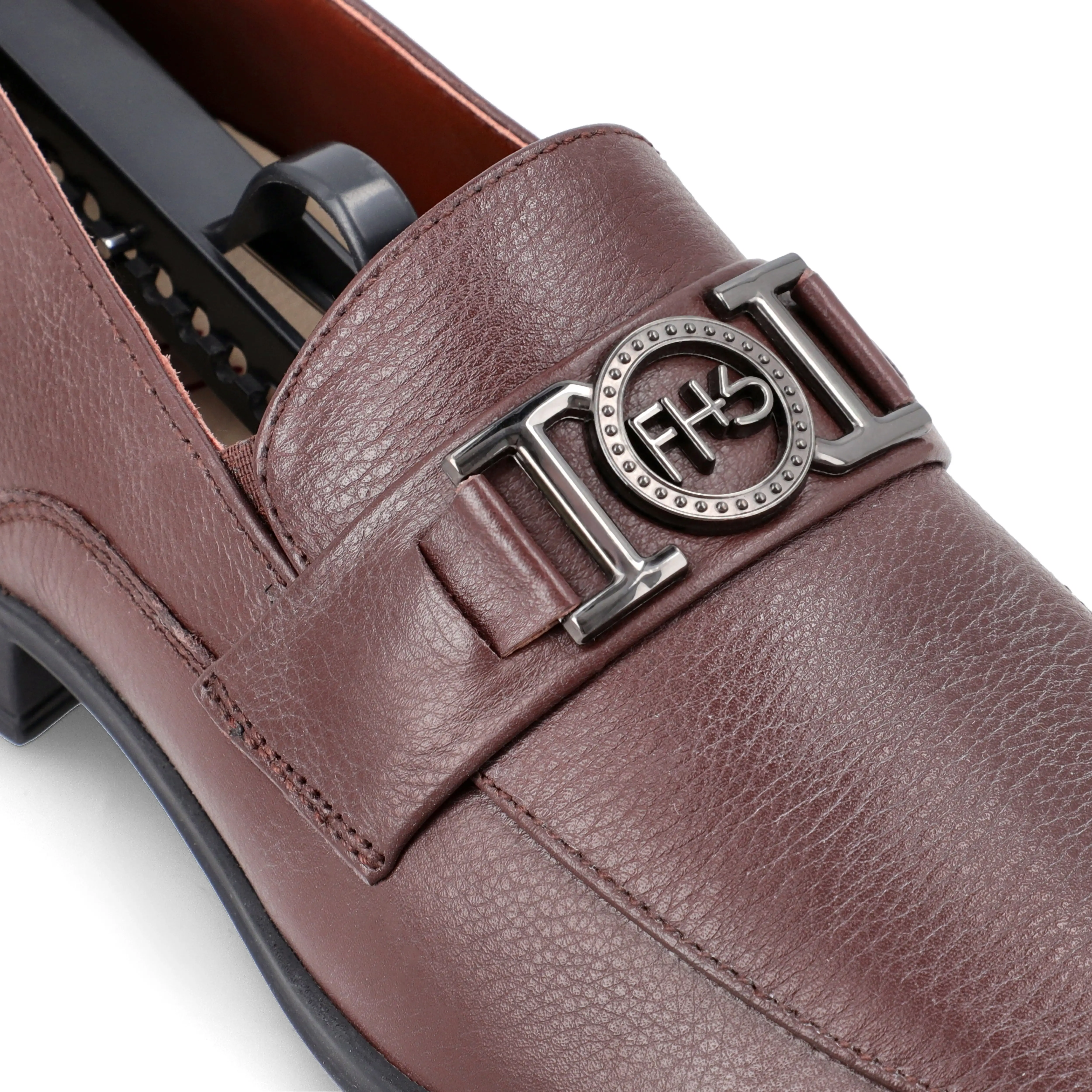 FHS Gun Metal Buckled Loafers - Brown