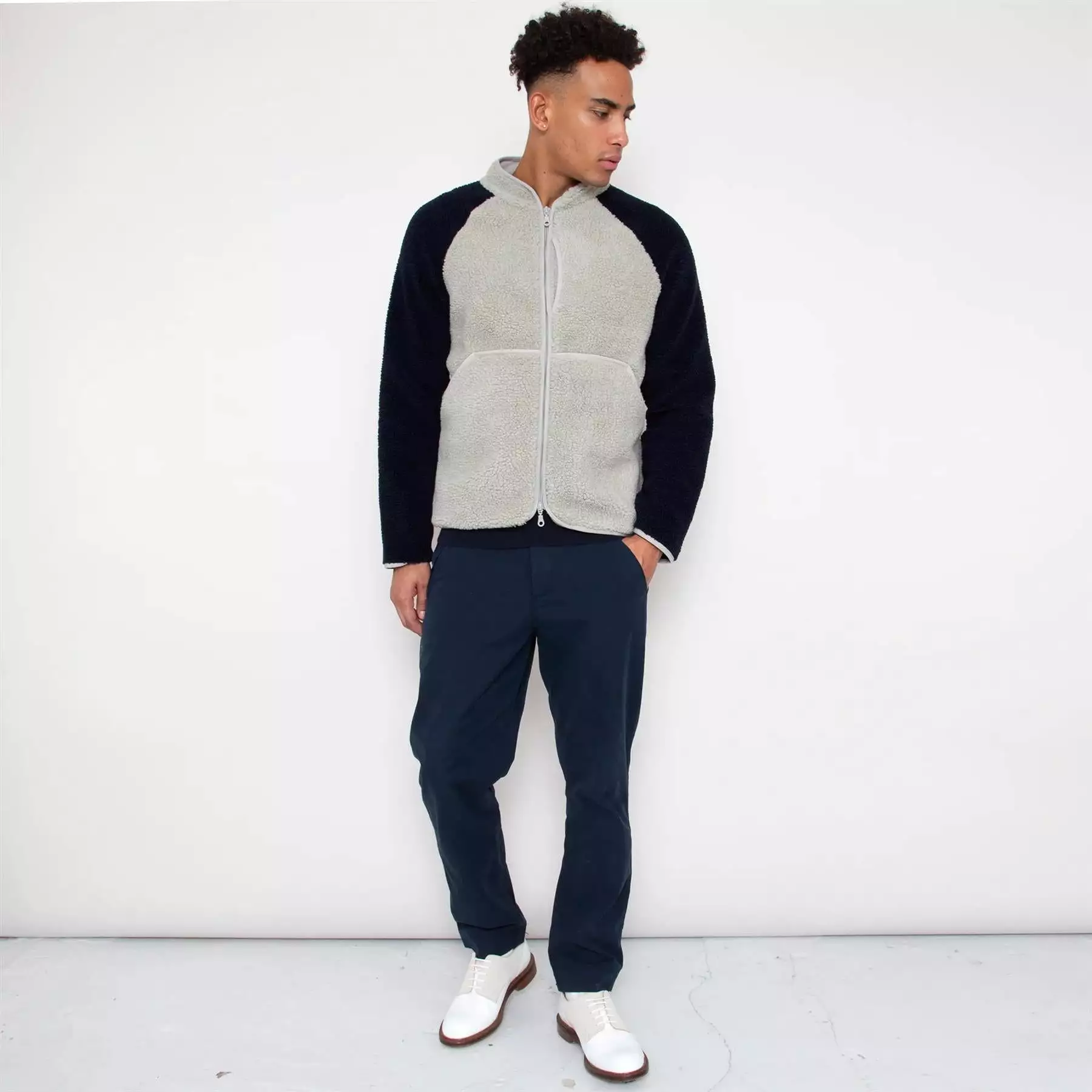 Himalayas Fleece Mid Layer Ash Grey/Deep Navy - SS24