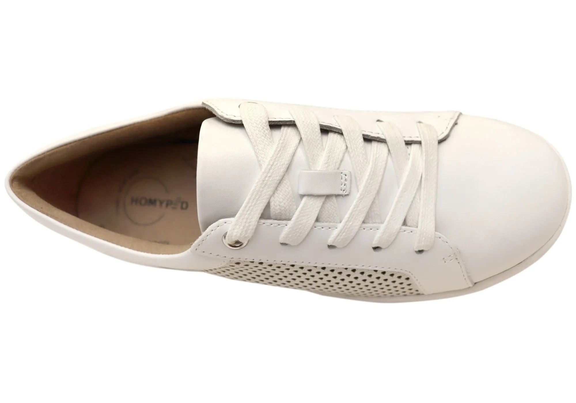 Homyped Womens Lotti Lace White Leather Wide Fit Casual Shoes