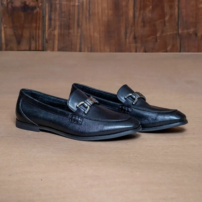 Kingsley Heath Snake Buckle Loafer Black/Brass/Brass