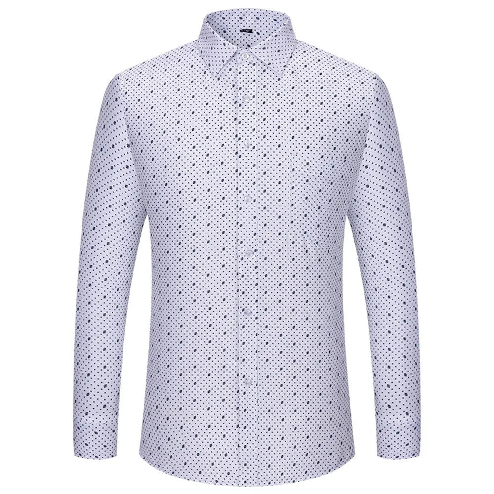 Men's Casual Style Single Patch Pocket Print Pattern Long Sleeve Shirt