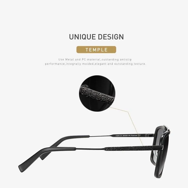 Men's Eyewear Classic Design Polarized Stainless Square Driving Sunglasses