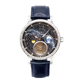 Men's Milky Way 3D Rotate Earth Automatic Tourbillon Mechanical Watch