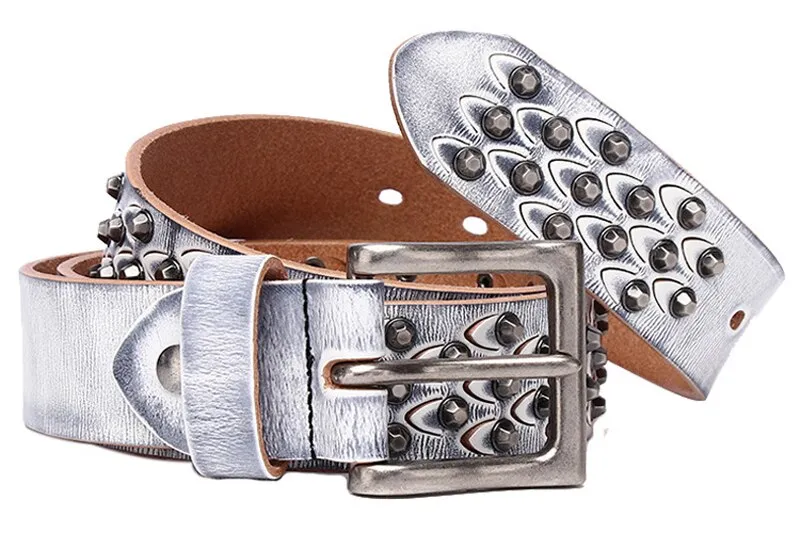 Men's Punk Rock Genuine Leather Heavy Metal Rivet Ceinture Waist Belt