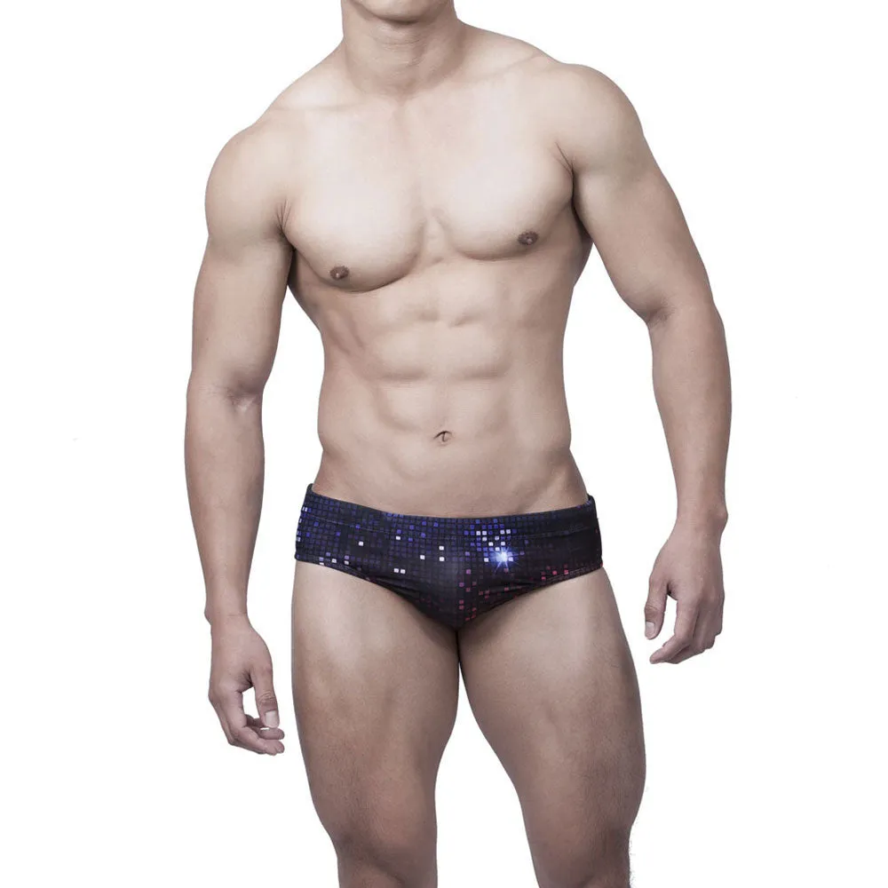 Men's Sexy Polyester Printed Push-Up Beach Surfing Swimwear Briefs