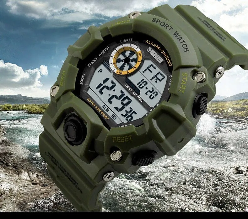 Men's Sports Military Camouflage Digital Watches with Chronograph