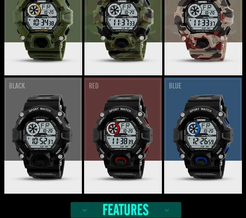 Men's Sports Military Camouflage Digital Watches with Chronograph