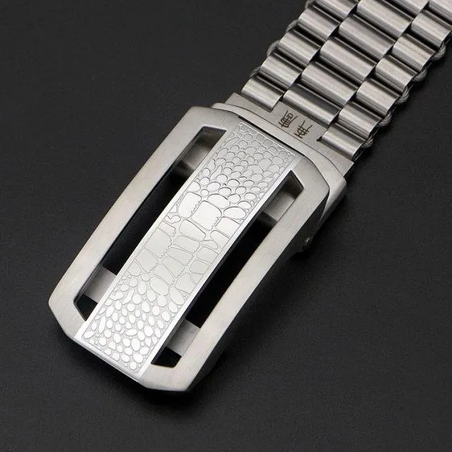 Men's Stainless Steel Automatic Metal Buckle Self Lengthened Braided Belt