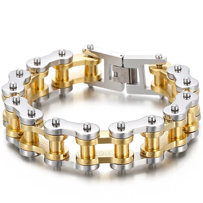 Men's Stainless Steel Heavy Link Chain Bicycle Biker Bracelet Armband