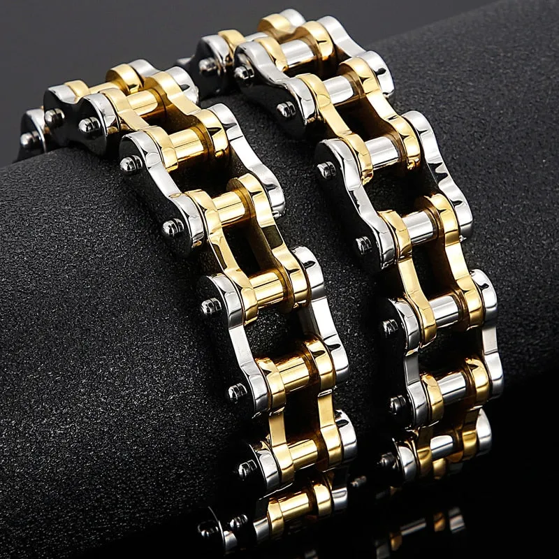 Men's Stainless Steel Heavy Link Chain Bicycle Biker Bracelet Armband