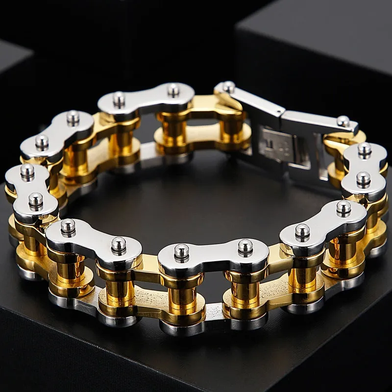 Men's Stainless Steel Heavy Link Chain Bicycle Biker Bracelet Armband