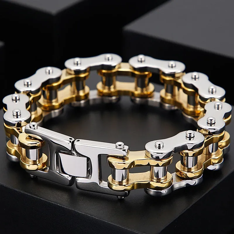 Men's Stainless Steel Heavy Link Chain Bicycle Biker Bracelet Armband