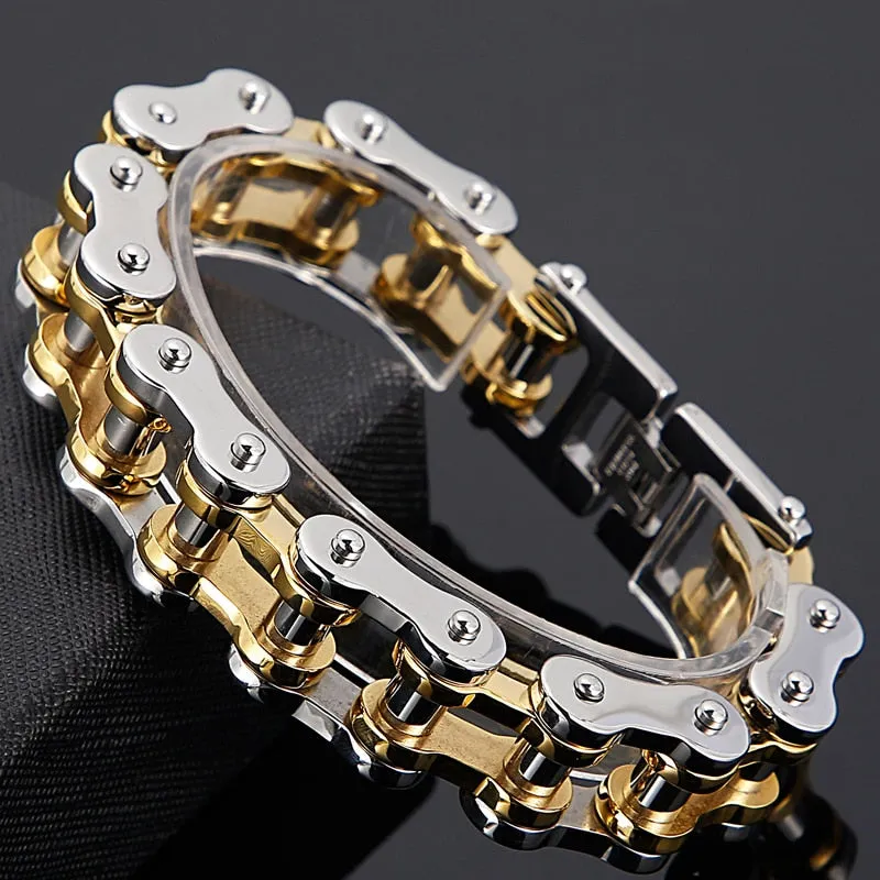 Men's Stainless Steel Heavy Link Chain Bicycle Biker Bracelet Armband