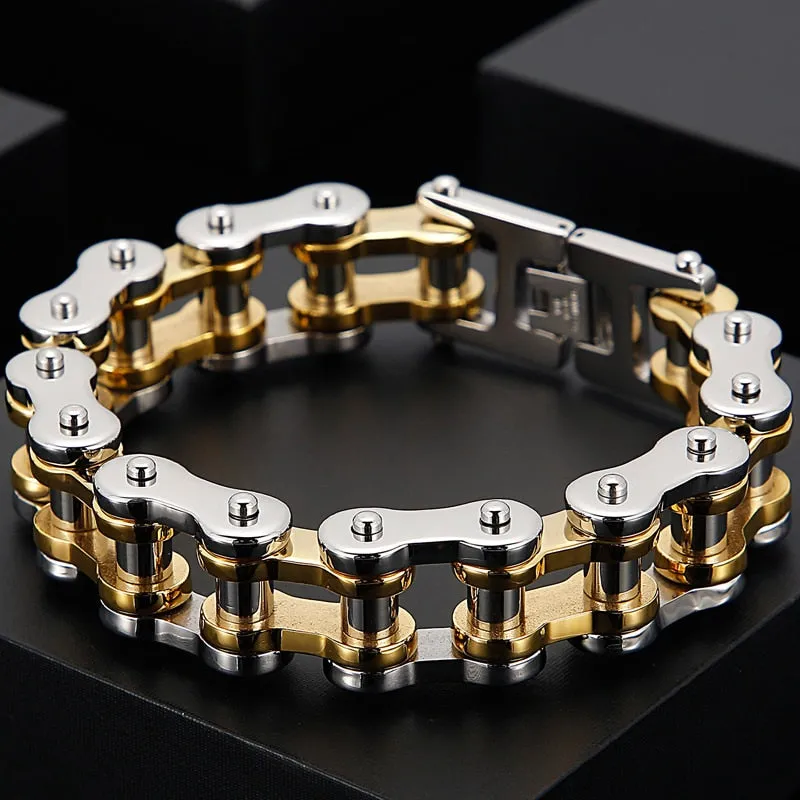 Men's Stainless Steel Heavy Link Chain Bicycle Biker Bracelet Armband