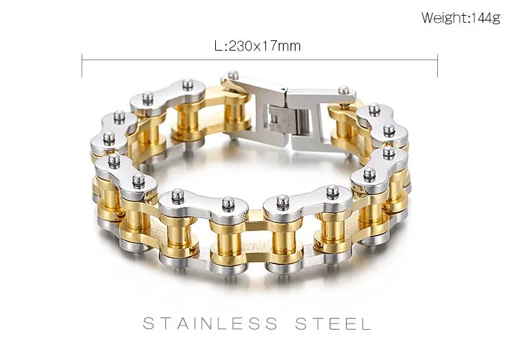 Men's Stainless Steel Heavy Link Chain Bicycle Biker Bracelet Armband