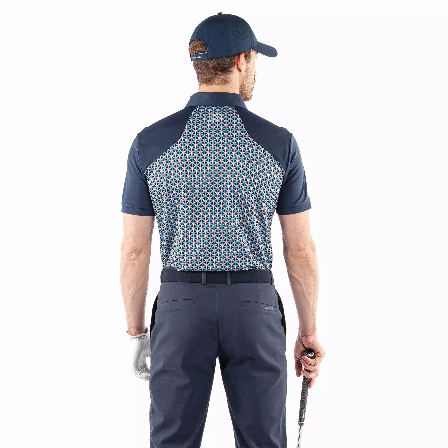 Mio Ventil8+ Printed Polo Aqua/Navy - SS24