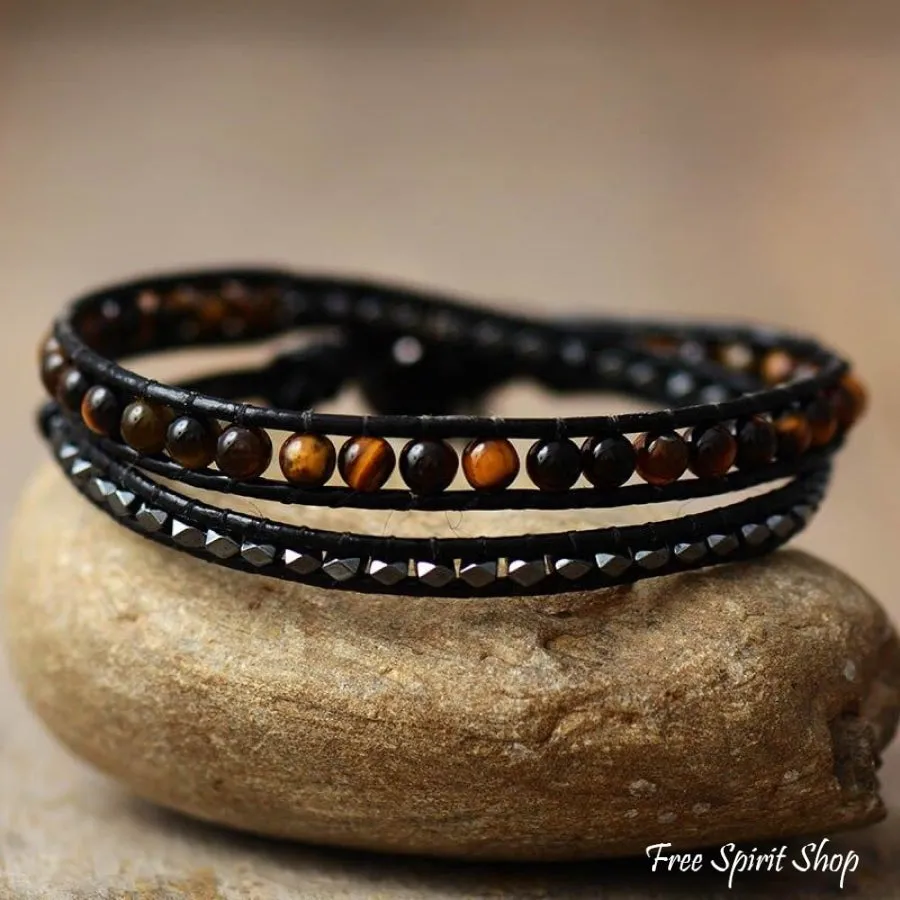 Natural Tiger Eye Wrap Bracelet