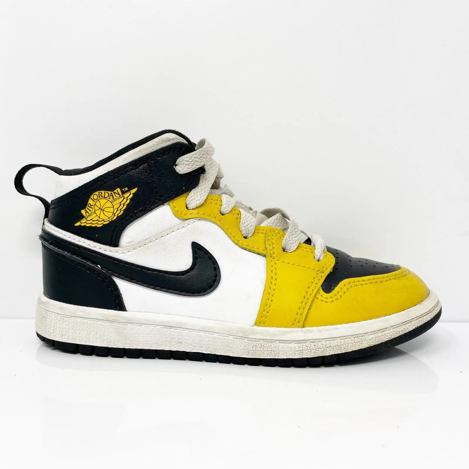 Nike Boys Air Jordan 1 Mid DQ8424-701 Yellow Basketball Shoes Sneakers Size 12C