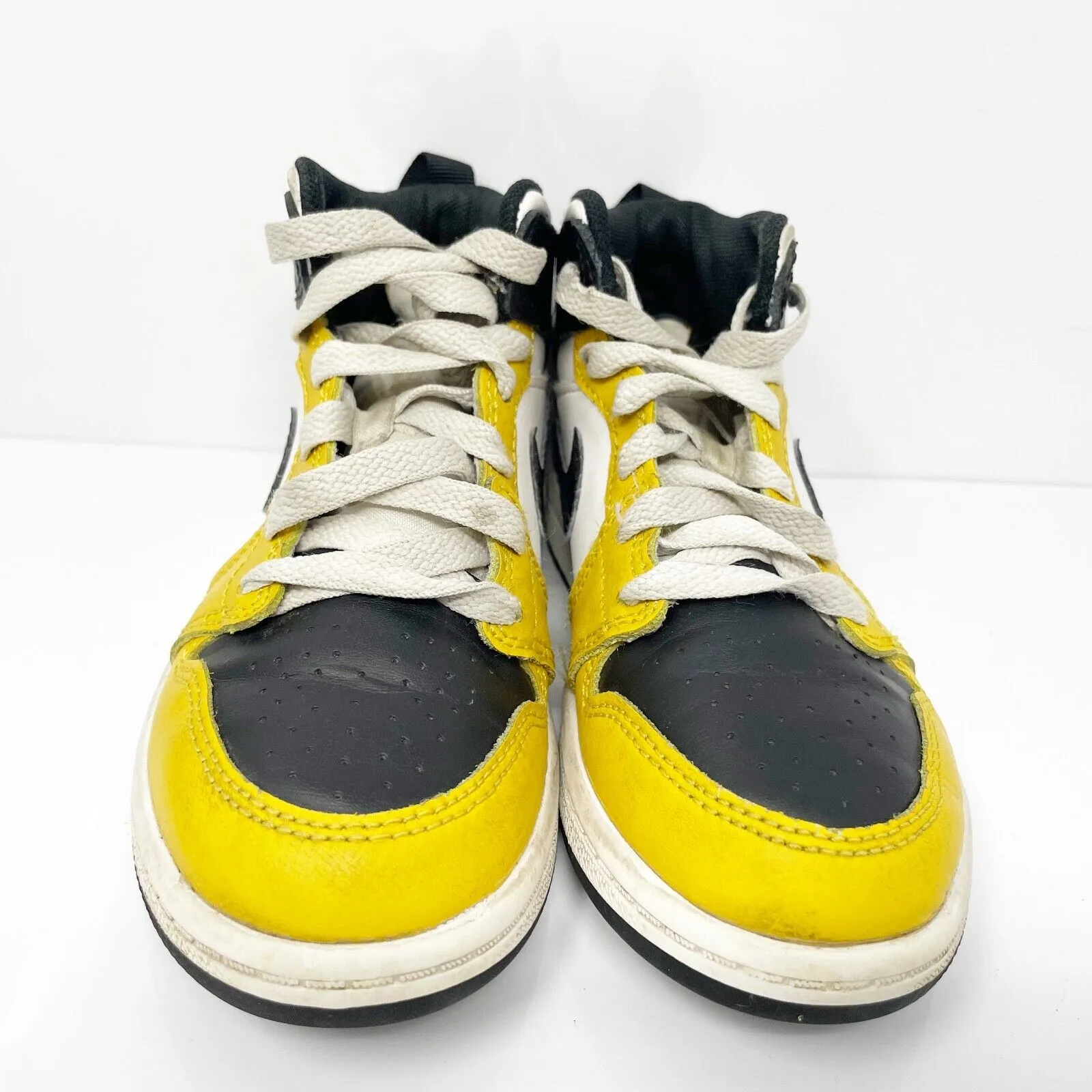 Nike Boys Air Jordan 1 Mid DQ8424-701 Yellow Basketball Shoes Sneakers Size 12C