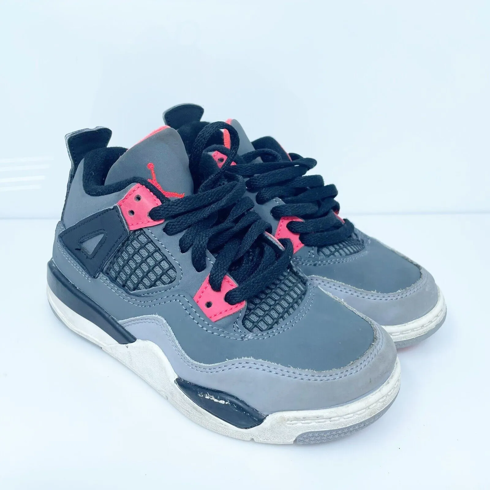 Nike Boys Air Jordan 4 BQ7669-016 Gray Basketball Shoes Sneakers Size 11.5C