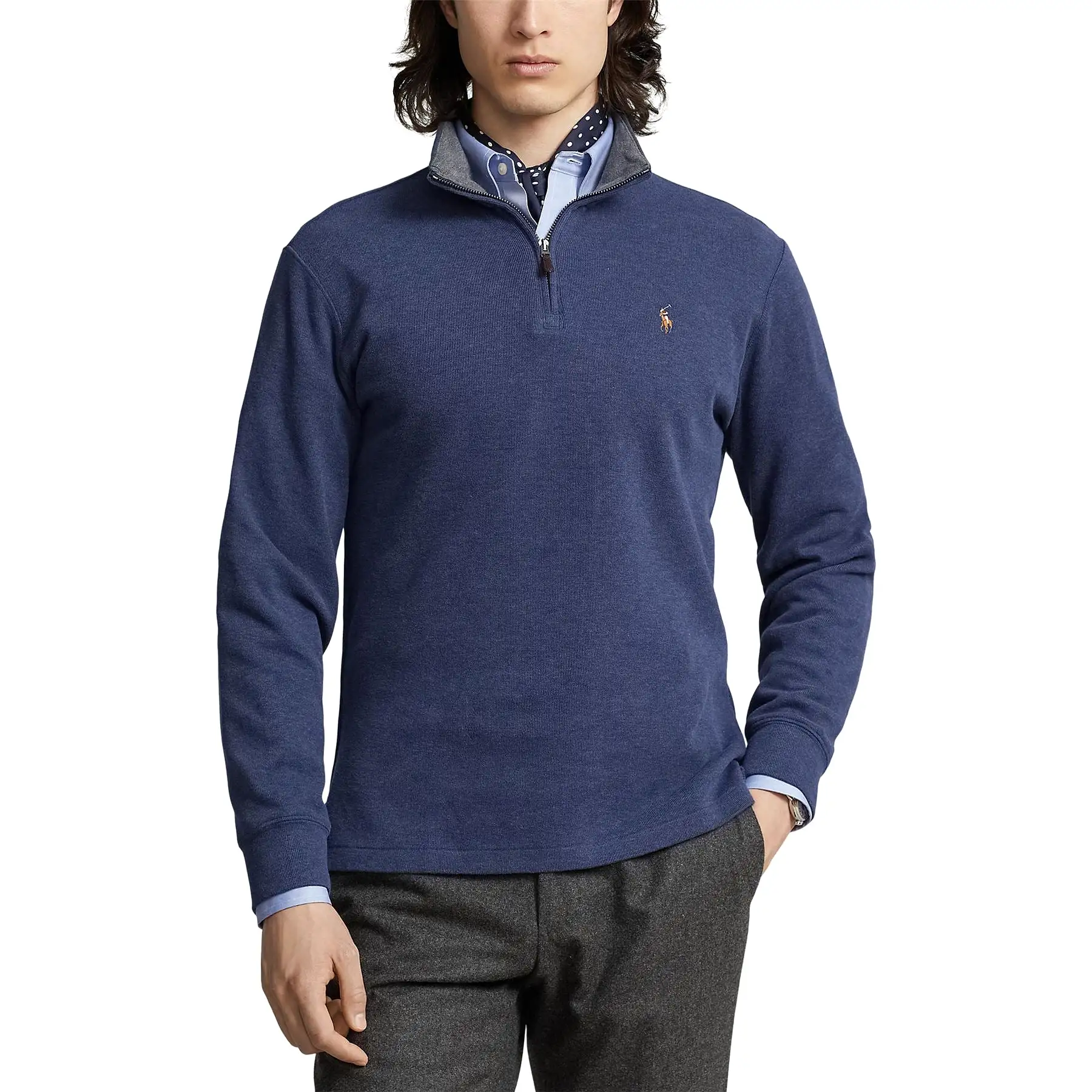 Polo Golf Cotton Half Zip Spring Navy Heather - AW23