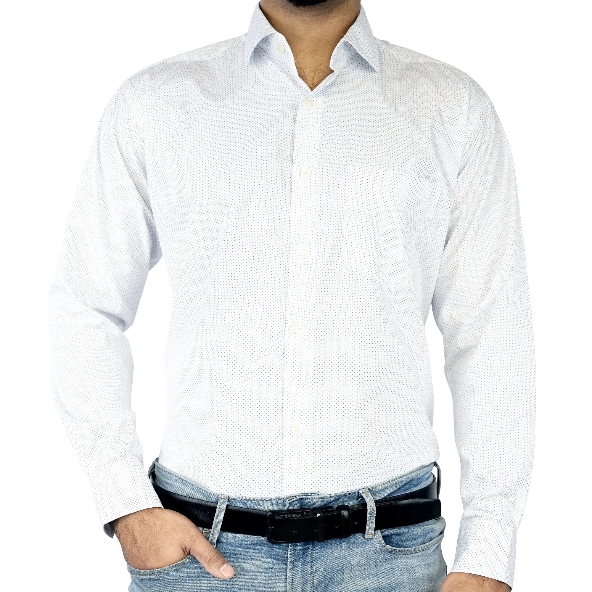 Premium spotted white formal shirt