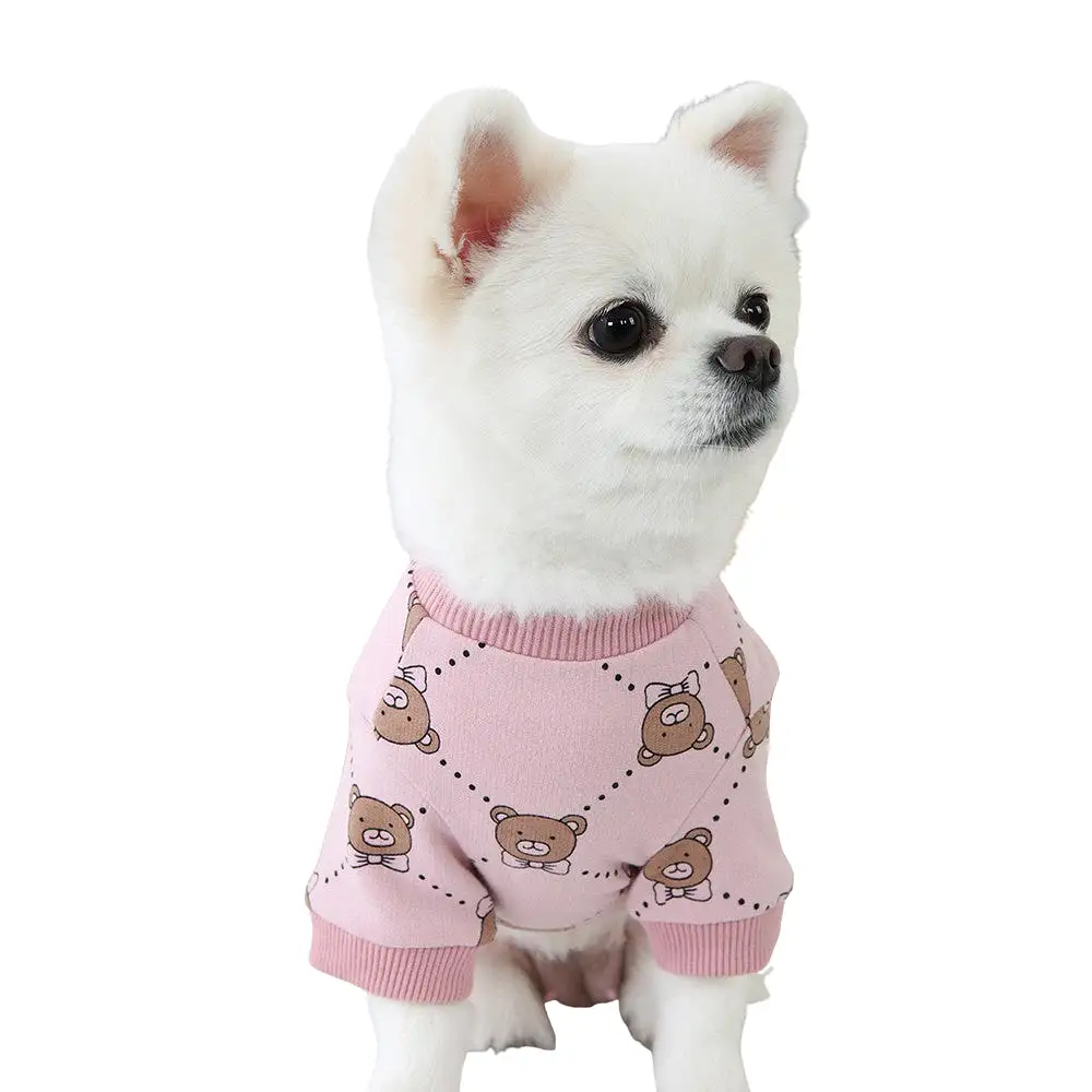 R logo Cute Bear Patterned Dogs Clothes Casual Comfortable Clothing Korean Designers Apparel Outfits Pets Knit Banding