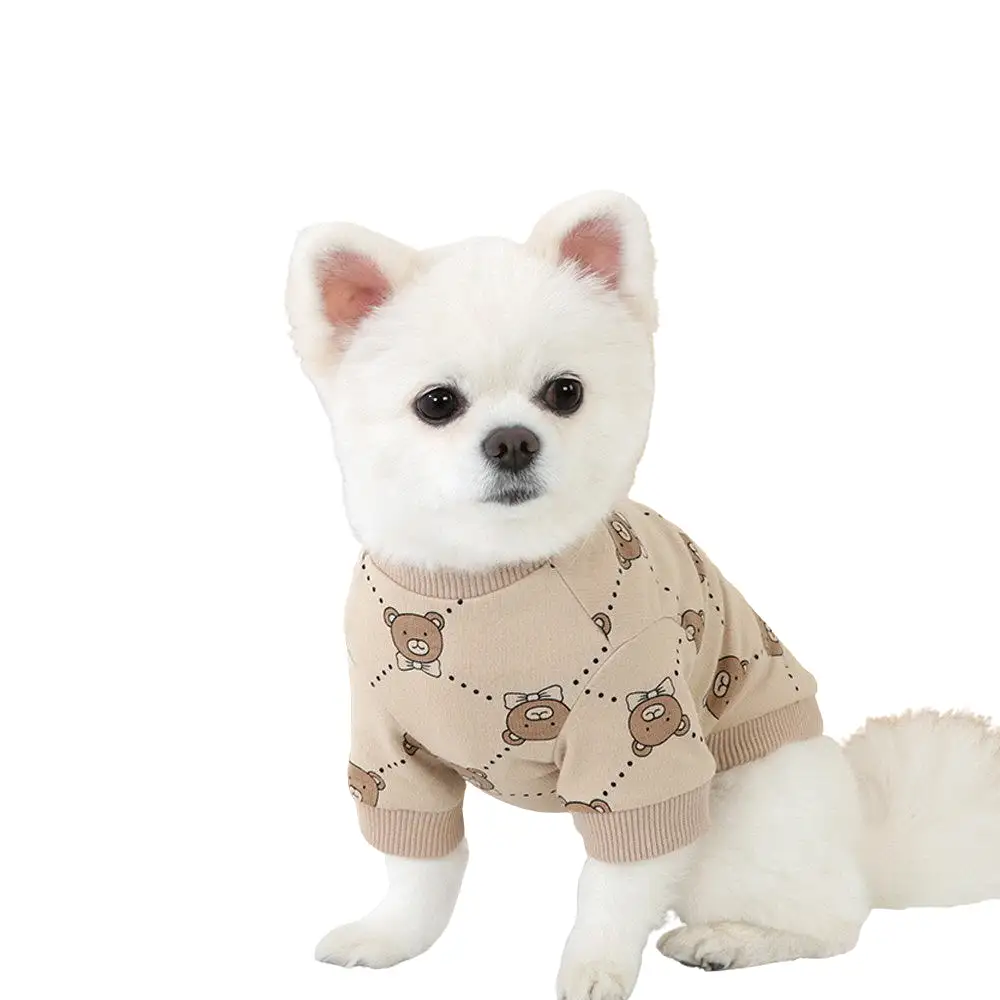 R logo Cute Bear Patterned Dogs Clothes Casual Comfortable Clothing Korean Designers Apparel Outfits Pets Knit Banding