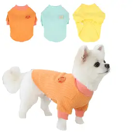 R logo Dogs Clothes Waffle patterned Casual Cute Comfortable Clothing Korean Designers Apparel Outfits Bright Colours Pets