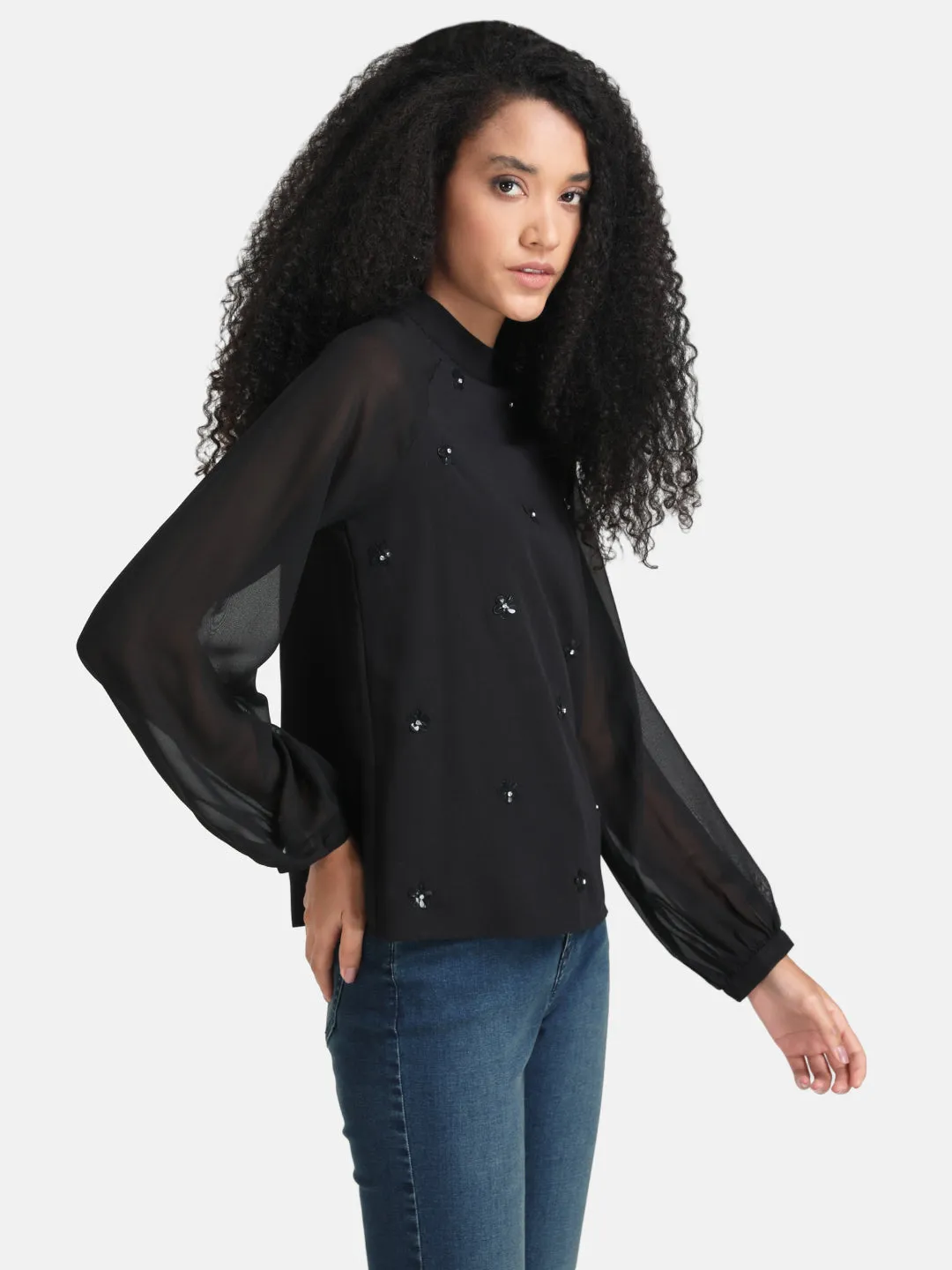 Raglan Sleeves Top With Embellishment