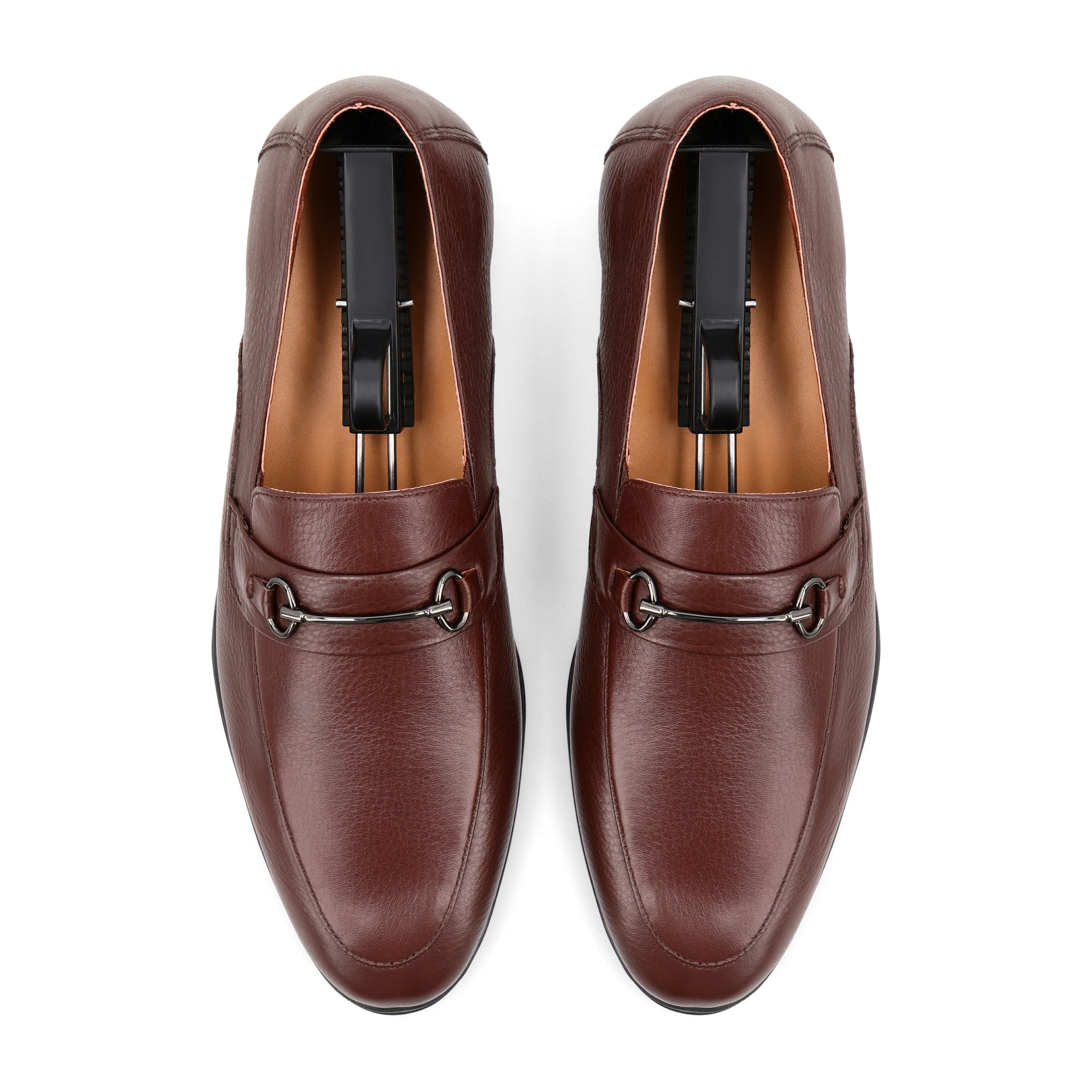 Sleek Horsebit Buckled Loafers - Brown