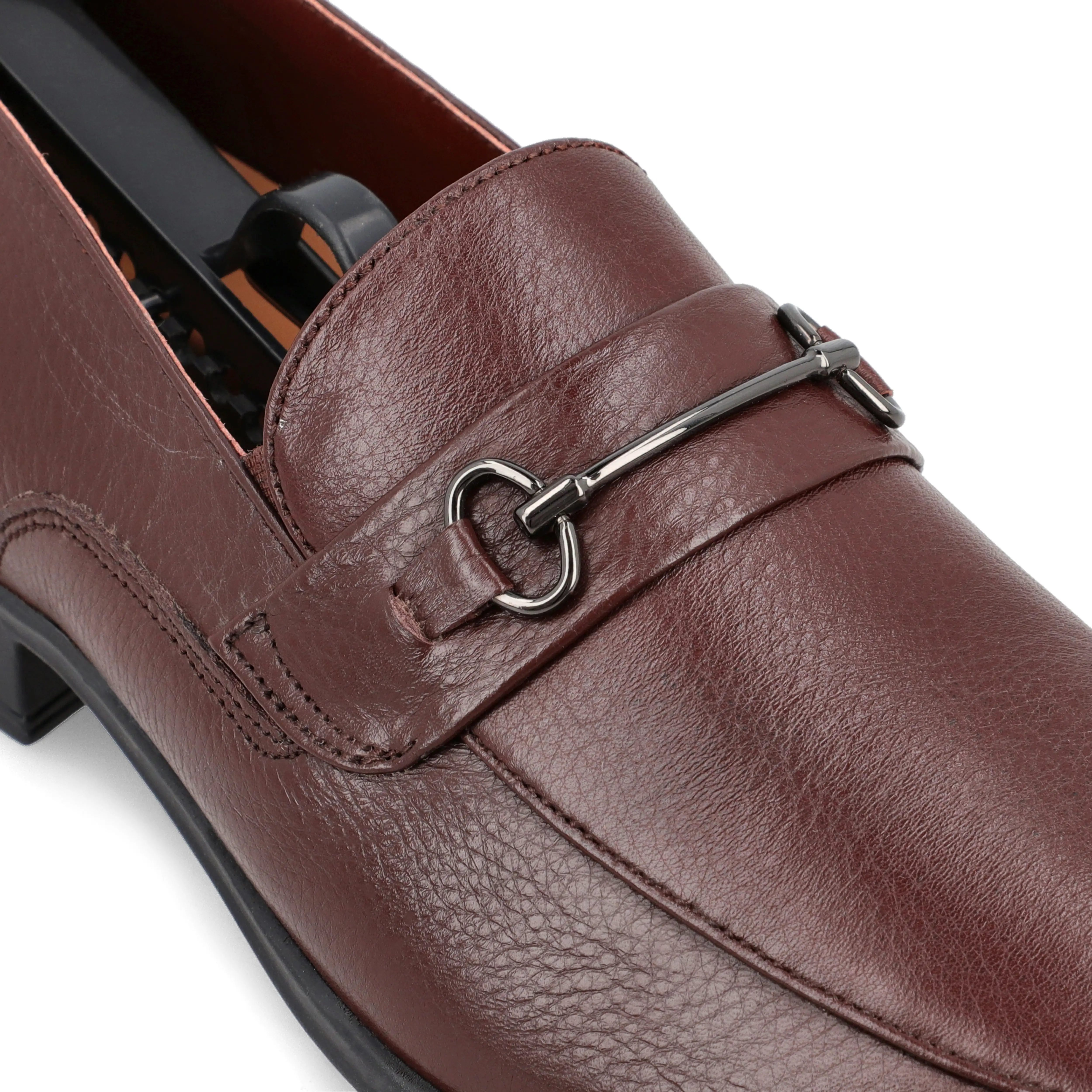 Sleek Horsebit Buckled Loafers - Brown