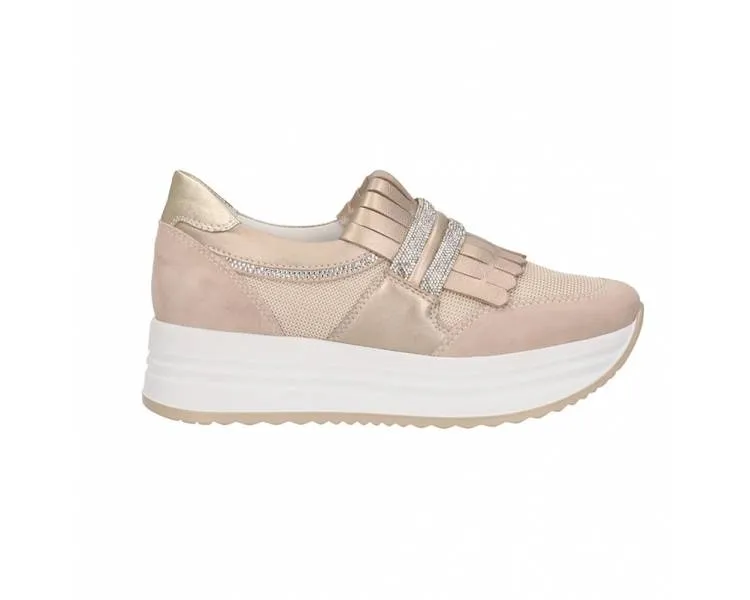 Slip-on NeroGiardini donna con frangia