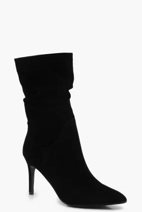 Slouched Stiletto Heeled Calf Boots