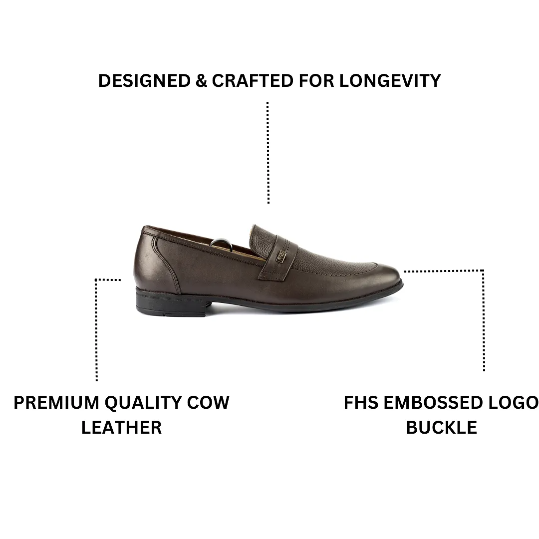 Stitched Strapped Loafers-Brown