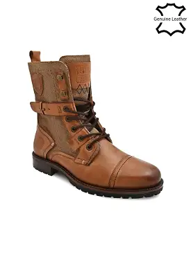 Tan Cap Toe Military Boots