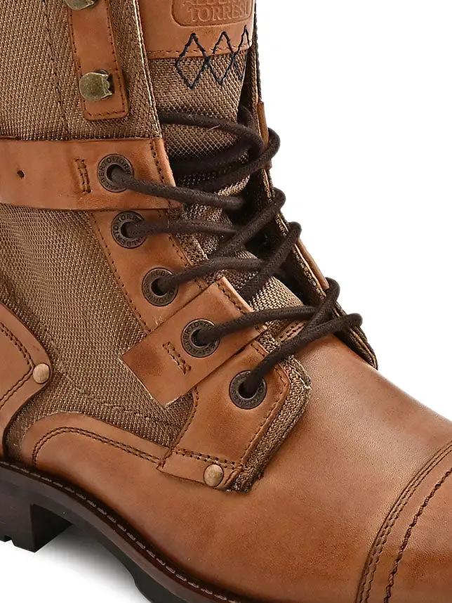 Tan Cap Toe Military Boots