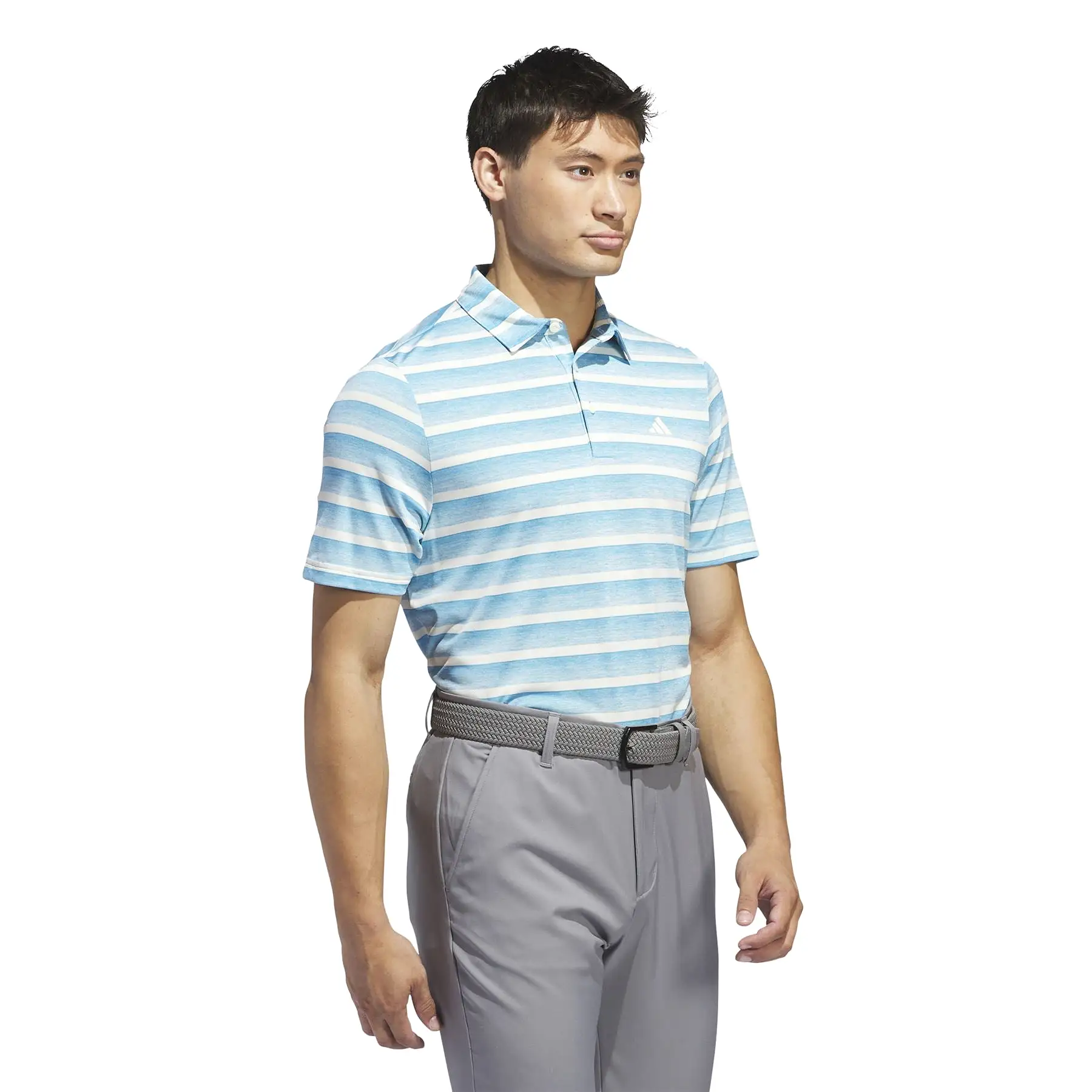 Two-Colour Stripe Regular Fit Pique Polo Blue/White - SS24