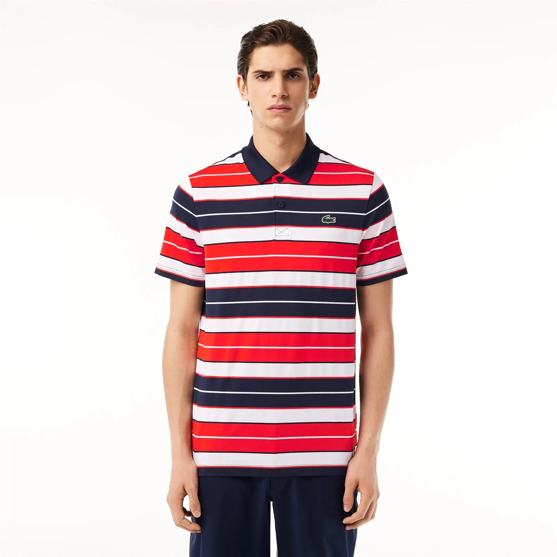 Ultra-Dry Regular Fit Striped Polo Red/White/Navy - SS24