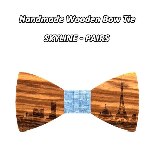 Unisex Classic Slovakia Bratislava City Skyline Wooden Cravat Bowties