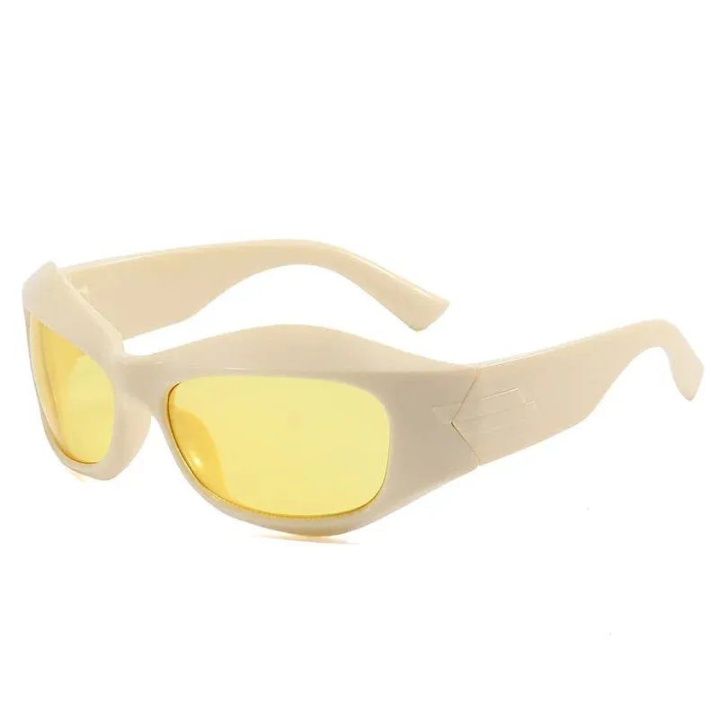 Unisex Cyberpunk Sports Luxury Gold Sliver UV400 Square Sunglasses Eyewear