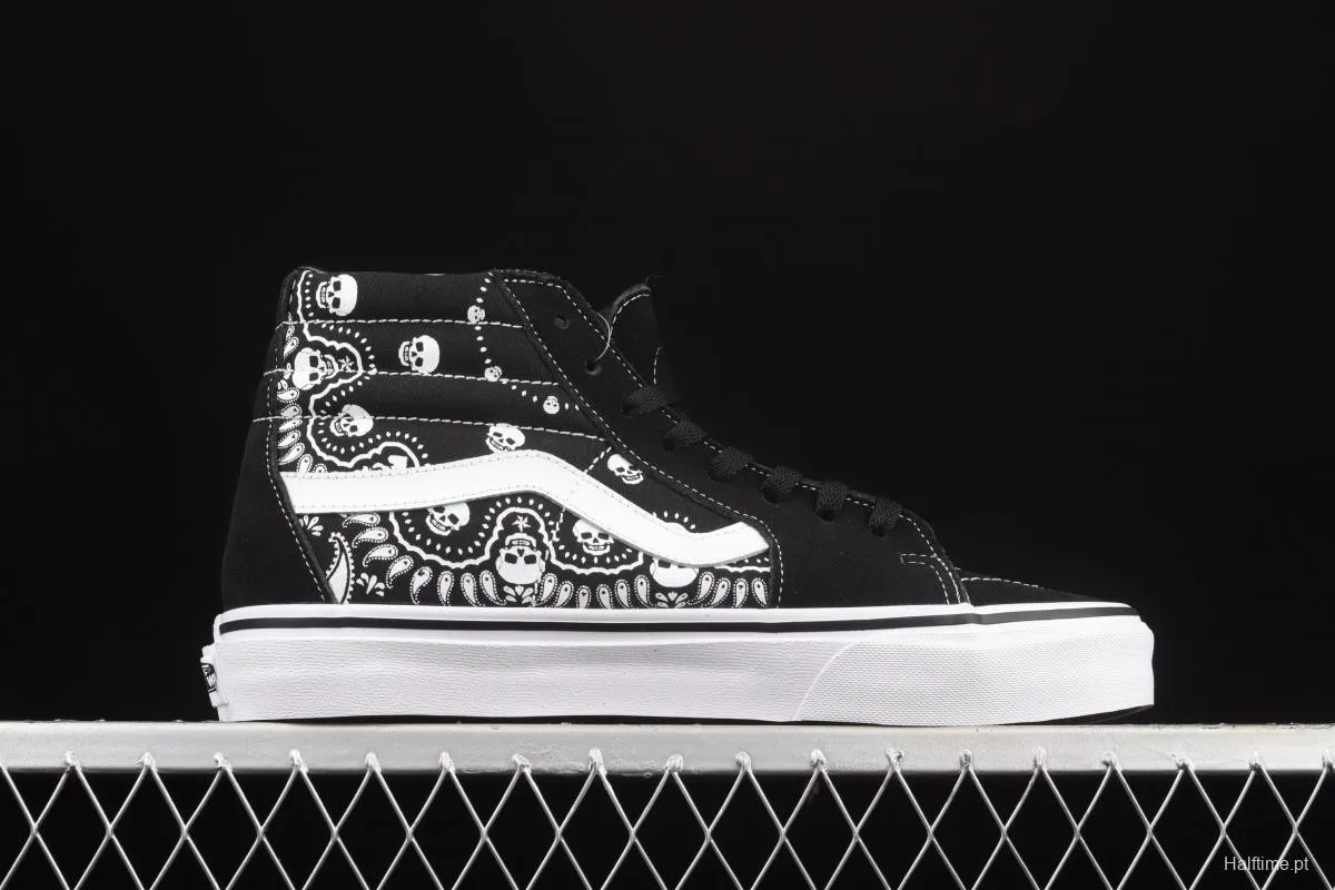 Vans Sk8-Hi skull cashew flower pattern high-top casual board shoes VN0A32QGD9S